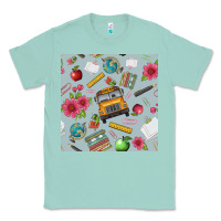 Seafoam school bus back to school seamless pattern Classic Tee - BundleAndBundleShop
