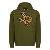 Army Green Western Texas Map Leopard Pattern Premium Hoodie - Bettercallsaul