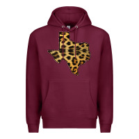 Burgundy Western Texas Map Leopard Pattern Premium Hoodie - Bettercallsaul