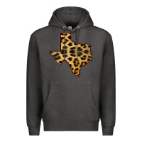 Charcoal Heather Western Texas Map Leopard Pattern Premium Hoodie - Bettercallsaul