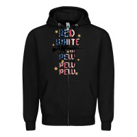 Black red white and pew pew pew Zipper Hoodie - MaliasSmallBusiness
