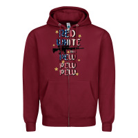 Burgundy red white and pew pew pew Zipper Hoodie - MaliasSmallBusiness