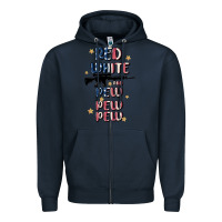 Navy red white and pew pew pew Zipper Hoodie - MaliasSmallBusiness
