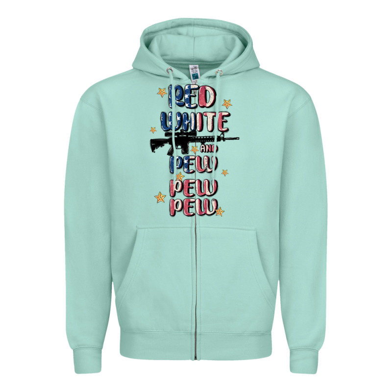 Red White And Pew Pew Pew Zipper Hoodie by MaliasSmallBusiness | Teevron