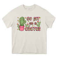 Cream go sit on a cactus Heavy Core Tee - MaliasSmallBusiness