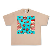 Burro valentines day cake and strawberries seamless pattern Urban Heavy Tee - BundleAndBundleShop