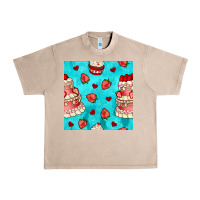 French Oak valentines day cake and strawberries seamless pattern Urban Heavy Tee - BundleAndBundleShop