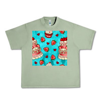 Oil Green valentines day cake and strawberries seamless pattern Urban Heavy Tee - BundleAndBundleShop