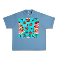 Pebble Blue valentines day cake and strawberries seamless pattern Urban Heavy Tee - BundleAndBundleShop