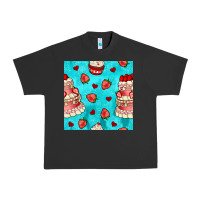 Pigment Black valentines day cake and strawberries seamless pattern Urban Heavy Tee - BundleAndBundleShop