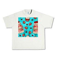 Pistachio valentines day cake and strawberries seamless pattern Urban Heavy Tee - BundleAndBundleShop