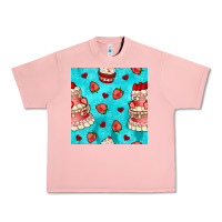 Salmon valentines day cake and strawberries seamless pattern Urban Heavy Tee - BundleAndBundleShop