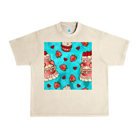 Sandshell valentines day cake and strawberries seamless pattern Urban Heavy Tee - BundleAndBundleShop