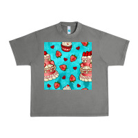 Tornado valentines day cake and strawberries seamless pattern Urban Heavy Tee - BundleAndBundleShop