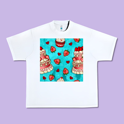 Valentines Day Cake And Strawberries Seamless Pattern Urban Heavy Tee Designed By Bundleandbundleshop