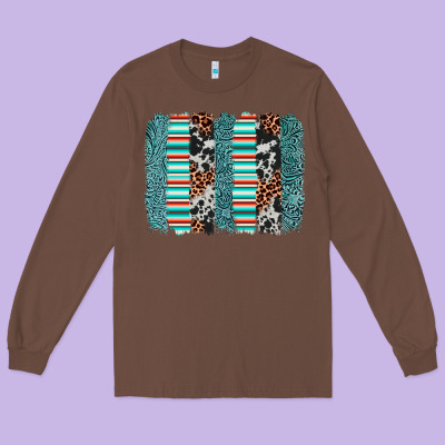Serape Leopard Cowhide  Brushstroke Long Sleeve Tee Designed By Adodesignshop