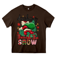 Chocolate Brown dashing through the snow Heavy Core Tee - MaliasSmallBusiness