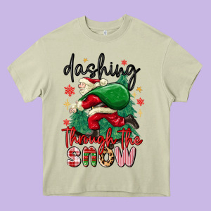 Dashing Through The Snow Heavy Core Tee Designed By Maliassmallbusiness