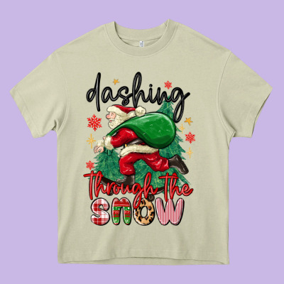 Dashing Through The Snow Heavy Core Tee Designed By Maliassmallbusiness