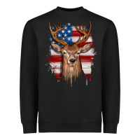 Black deer american flag Heavyweight Sweatshirt - JahusDesignShop