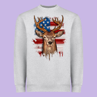 Deer American Flag Heavyweight Sweatshirt Designed By Jahusdesignshop
