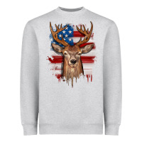 Heather Grey deer american flag Heavyweight Sweatshirt - JahusDesignShop