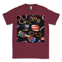 Burgundy 4th of july glasses  seamless pattern Classic Tee - BundleAndBundleShop