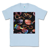 Dusty Blue 4th of july glasses  seamless pattern Classic Tee - BundleAndBundleShop