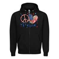 Black peace love 'merica Zipper Hoodie - MaliasSmallBusiness