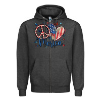 Charcoal Heather peace love 'merica Zipper Hoodie - MaliasSmallBusiness