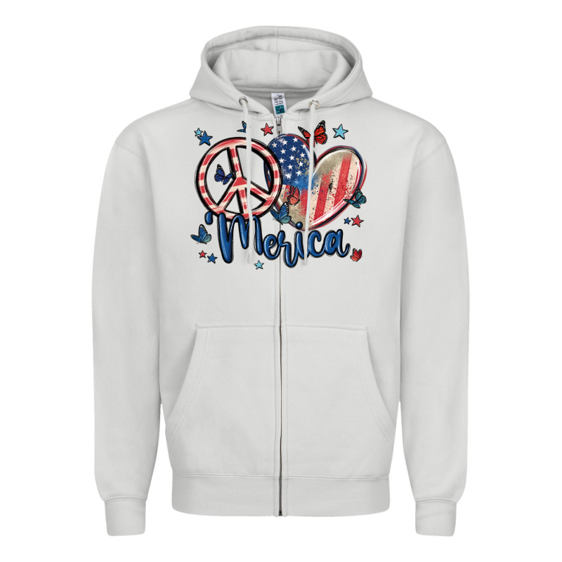 Peace Love 'merica Zipper Hoodie by MaliasSmallBusiness | Teevron