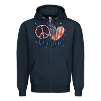 Navy peace love 'merica Zipper Hoodie - MaliasSmallBusiness