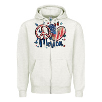 Oatmeal Heather peace love 'merica Zipper Hoodie - MaliasSmallBusiness