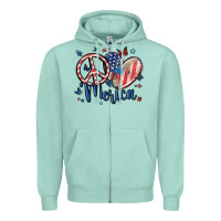 Seafoam peace love 'merica Zipper Hoodie - MaliasSmallBusiness
