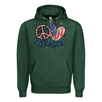 Sports Green peace love 'merica Zipper Hoodie - MaliasSmallBusiness