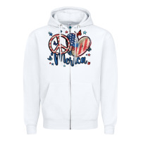 White peace love 'merica Zipper Hoodie - MaliasSmallBusiness