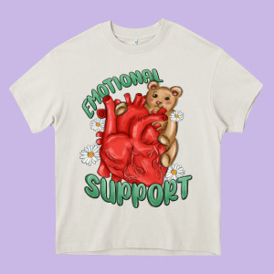 Emotional Support Heavy Core Tee Designed By Maliassmallbusiness