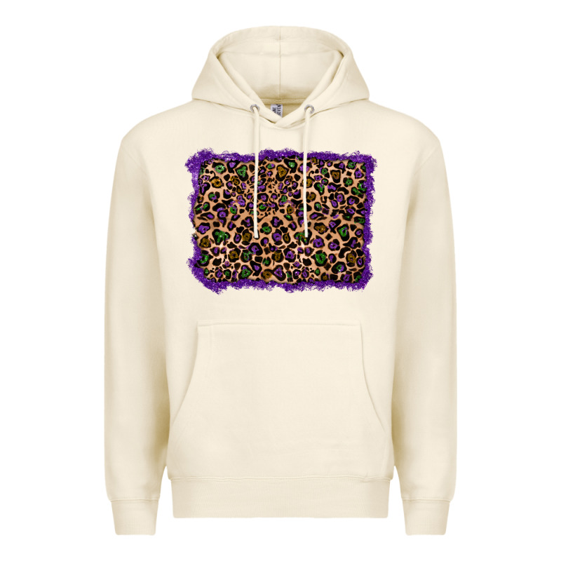 Mardi Gras Leopard Background Premium Hoodie by RanaPortraitStore | Teevron