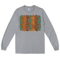 Heather Grey leopard gemstone brushstroke Long Sleeve Tee - AdoDesignShop