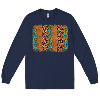 Navy leopard gemstone brushstroke Long Sleeve Tee - AdoDesignShop