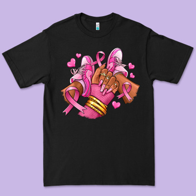 Premium Tee Breast Cancer afro girl sneakers