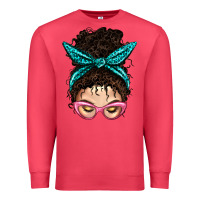 Cardinal Messy Curly Bun Mom With Leopard Bandana Premium Sweatshirt - BundleAndBundleShop