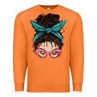 Carrot Messy Curly Bun Mom With Leopard Bandana Premium Sweatshirt - BundleAndBundleShop