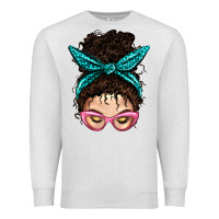 Oatmeal Heather Messy Curly Bun Mom With Leopard Bandana Premium Sweatshirt - BundleAndBundleShop