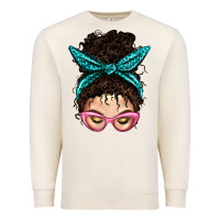 Sandshell Messy Curly Bun Mom With Leopard Bandana Premium Sweatshirt - BundleAndBundleShop