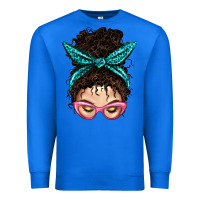 True Royal Messy Curly Bun Mom With Leopard Bandana Premium Sweatshirt - BundleAndBundleShop