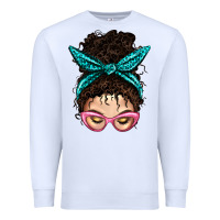 Messy Curly Bun Mom With Leopard Bandana Premium Sweatshirt | Teevron