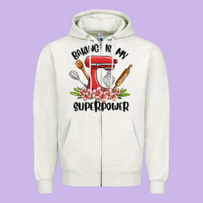 Baking Is My Superpower Malia Zipper Hoodie Designed By Maliassmallbusiness