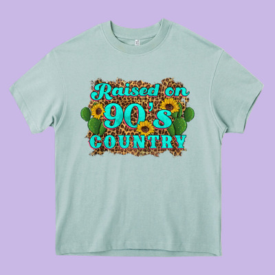 Raised 90's Country Cactus Sunflower's Heavy Core Tee Designed By Artiststas