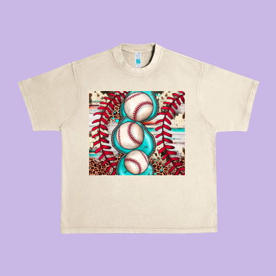 Baseball Leopard Cowhide Turquoise Urban Heavy Tee Designed By Jahusdesignshop